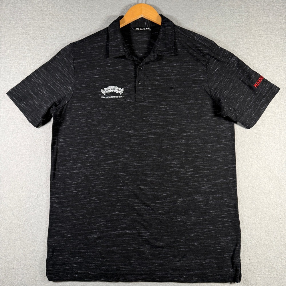 TravisMathew Sierra Nevada Brewery Polo Shirt Mens Large Black Space Dye Golf